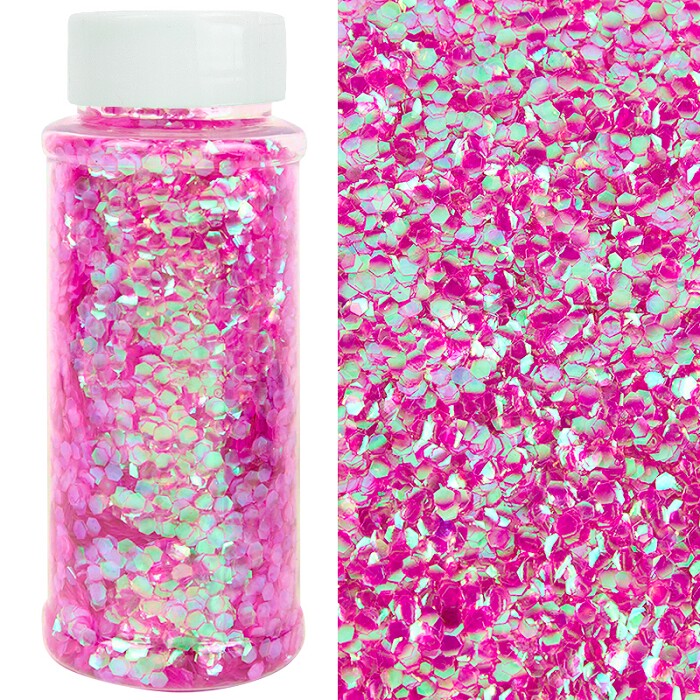 Глиттер 90г фольга Шестиугольники перламутр Светло-розовый в банке 0,3см