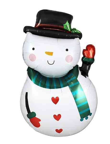 Шар 30"76 см, фольга Снеговик в шляпе