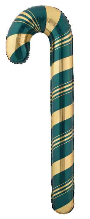 Шар 59"150 см, фольга Леденец-трость, зелёныйзолото