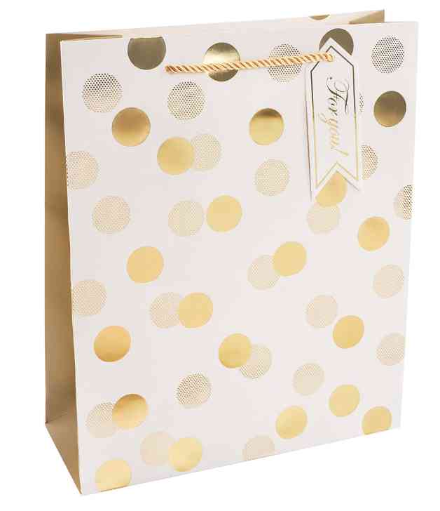 Пакет бумажный XL 31х41см Золотой принт Дизайн №3