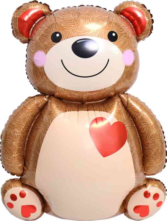 Шар фольга фигура Мишка с сердцем 33" 84смFL (упак)