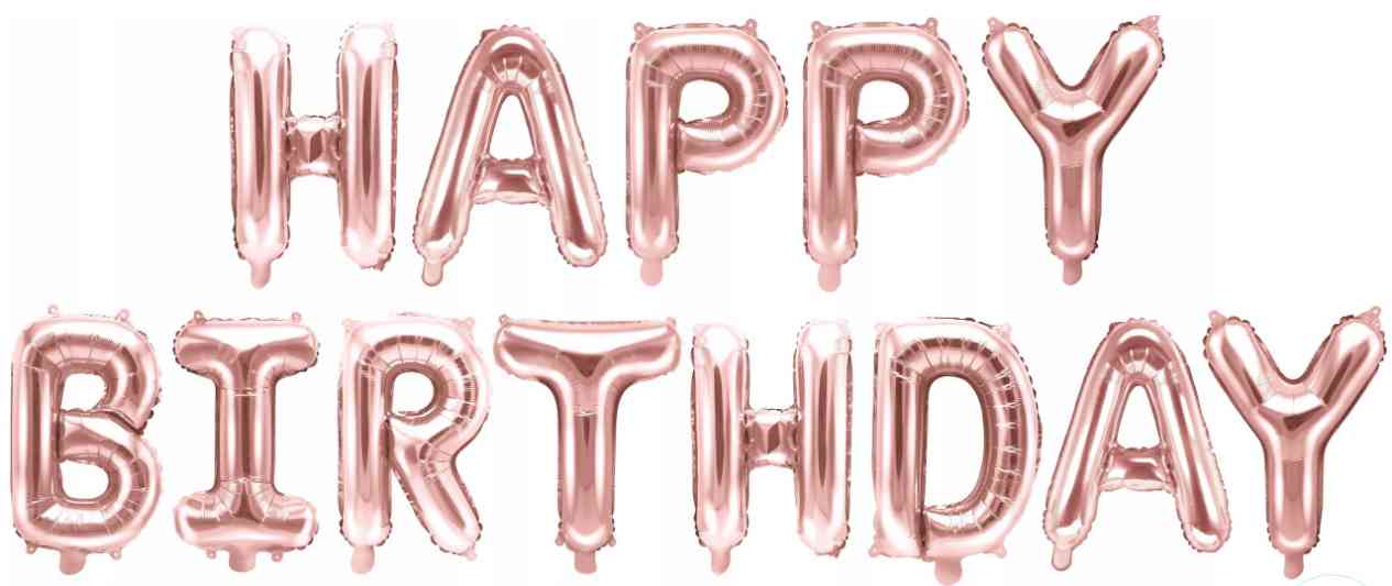 Шар фольга Буквы надпись Happy Birthday Розовое Золото 16" 41смFL