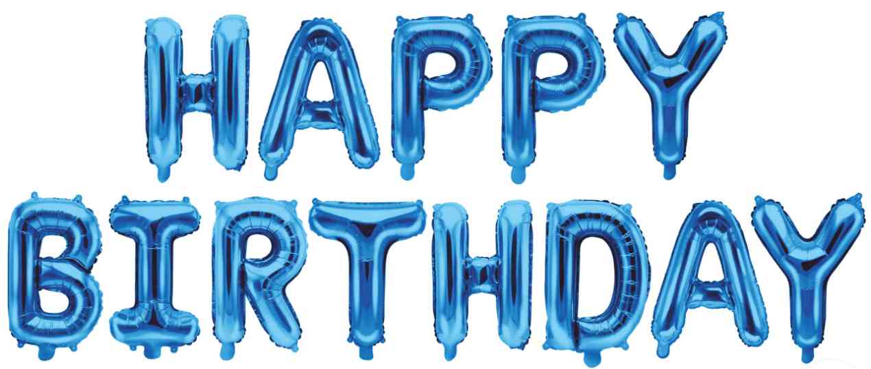 Шар фольга Буквы надпись Happy Birthday Синий 16" 41смFL