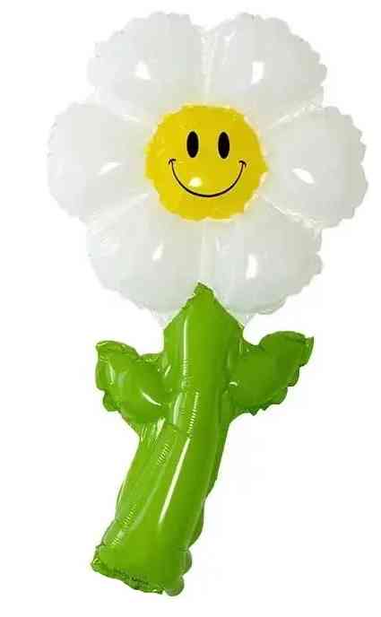 Шар фольга мини с клапаном Цветок Ромашка Белый 17" 43смFL