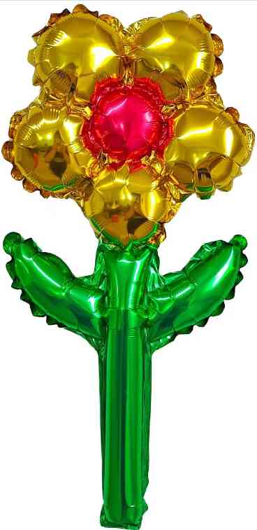 Шар фольга мини с клапаном Цветок Золото 17" 43смFL