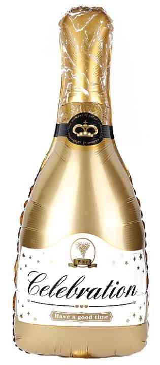 Шар фольга фигура Бутылка Шампанское Золото 37" 94смFL