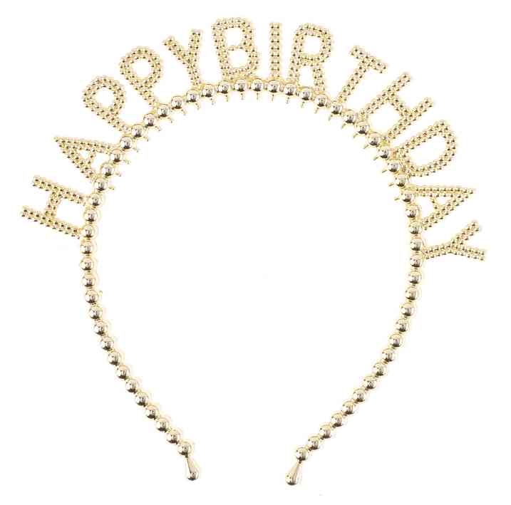 Ободок Happy Birthday Сверкающий жемчуг Золото
