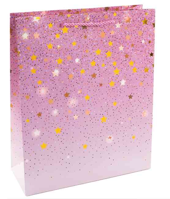 Пакет бумажный L 26х32см Звездные искры Дизайн №1