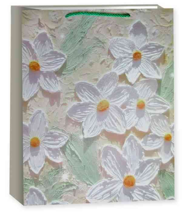 Пакет бумажный L 26х32см Большие цветы Дизайн №3