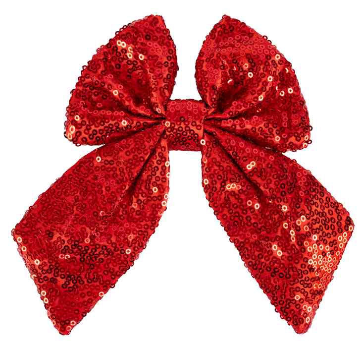 Декоративное украшение бант Праздничные пайетки Красный с блестками 14х18см (уп2) ВВ