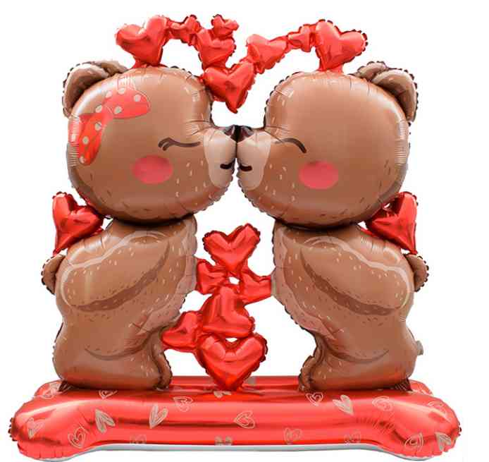 Шар фольга фигура на подставке Влюбленные мишки 59" 150смFL (упак)