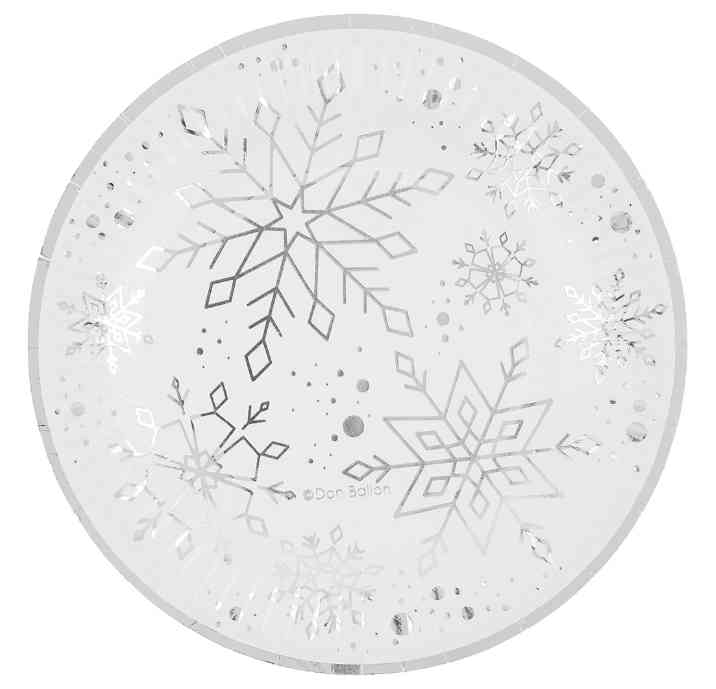 НГ Тарелки бумажные Снежинки Металлик 180мм (уп6) ВВ