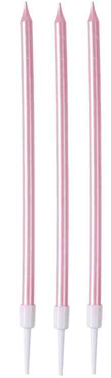 Свечи для торта 13 см, 12 шт. Розовые