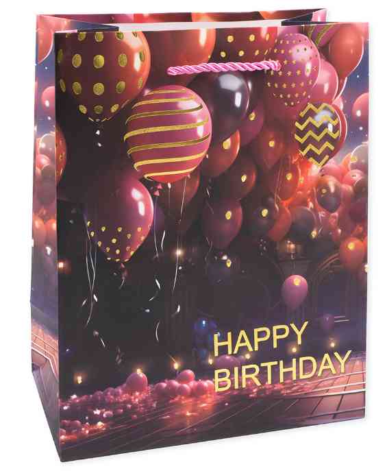 Пакет бумажный M 18х23см Фееричный день рождения Дизайн №4