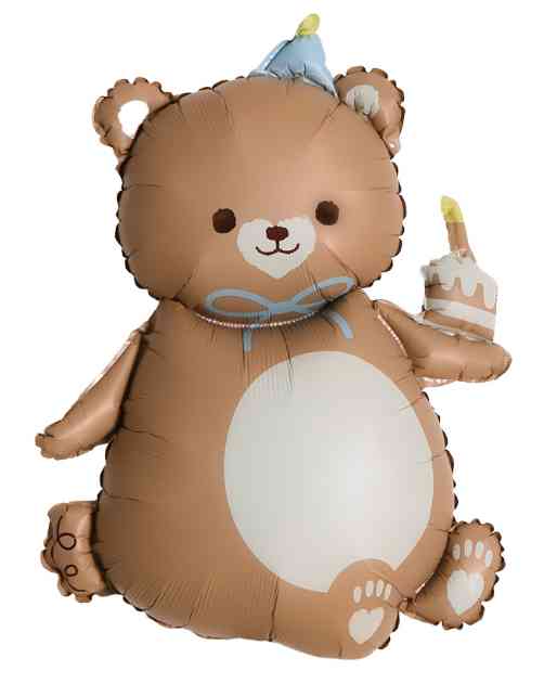 Шар фольга фигура Мишка с кексиком Коричневый Сатин 39" 99смFL (упак)