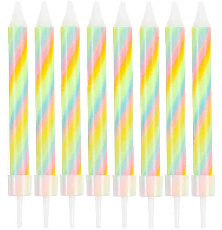 Свечи для торта 8 см, 8 шт. Радужная пастель
