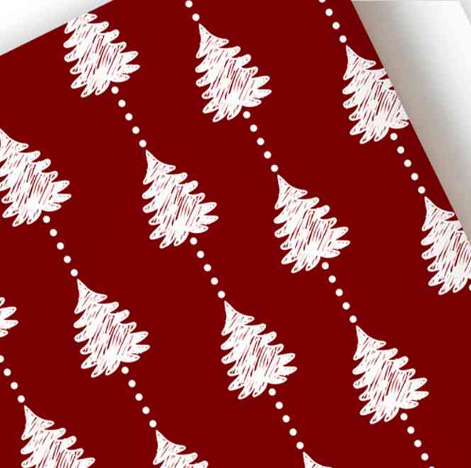 НГ Бумага лист 70х100см Новогодние ели Красный Симфония