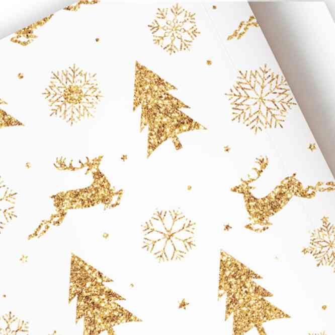 НГ Бумага лист 70х100см Новогодние олени Золото Симфония