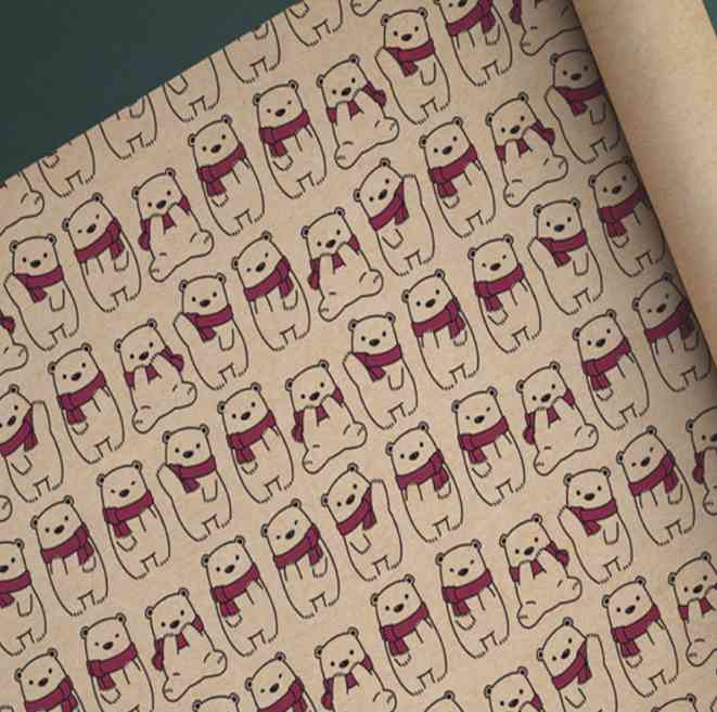 НГ Бумага лист 70х100см Новогодние медведи Симфония