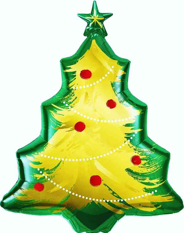 НГ Шар фольга фигура Новогодняя елочка ЗеленыйЗолото 33" 84смFL