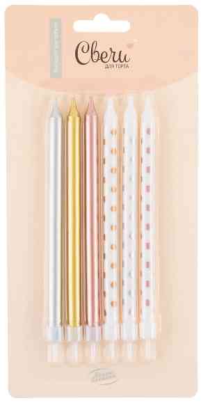 Свеча набор Стильный микс Ассорти Металлик 11см (уп6)