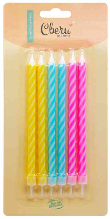 Свеча набор Спирали Ассорти 11см (уп6)