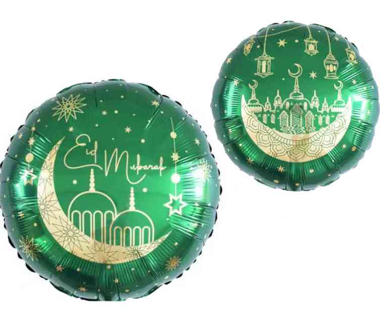 Шар фольга с рисунком 18"FL Круг Сказки Востока Рамадан Зеленый