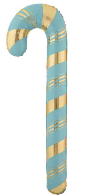 НГ Шар фольга фигура Леденец трость ГолубойЗолото (воздух) 59" 150смFL (упак)