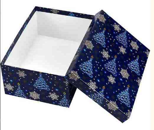 НГ Коробка прямоугольник 19х12х6см Елочки и снежинки