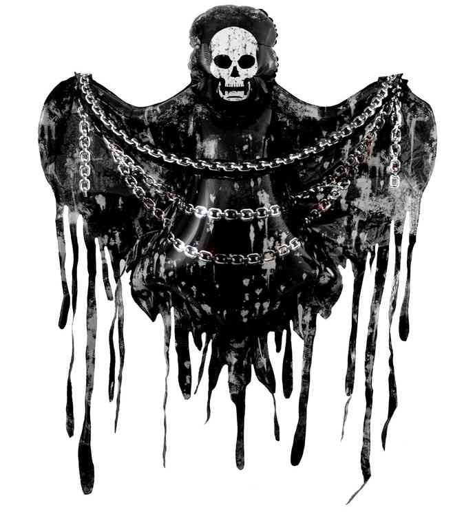 Шар фольга фигура AIR Скелет в черных лохмотьях 59" 150смFL (упак)