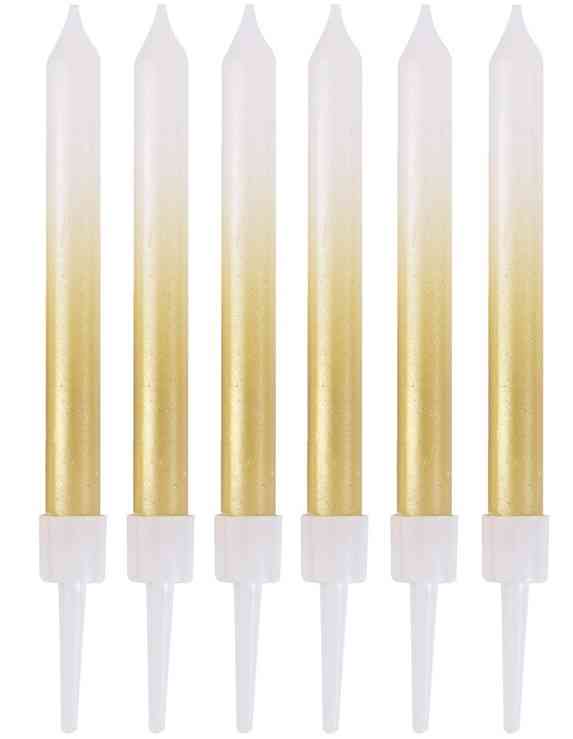 Свечи для торта 8 см, 6 шт. Градиент перламутр белыйзолото