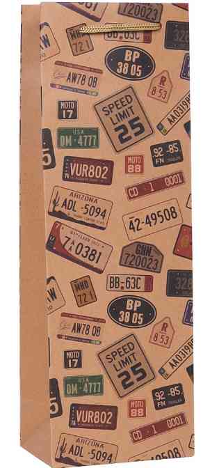 НГ Пакет под бутылку Крафт 12х36х8,5см Стильный номер