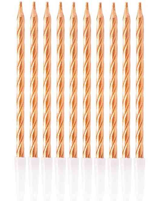 Свечи для торта 10 см, 10 шт. Розовое золото