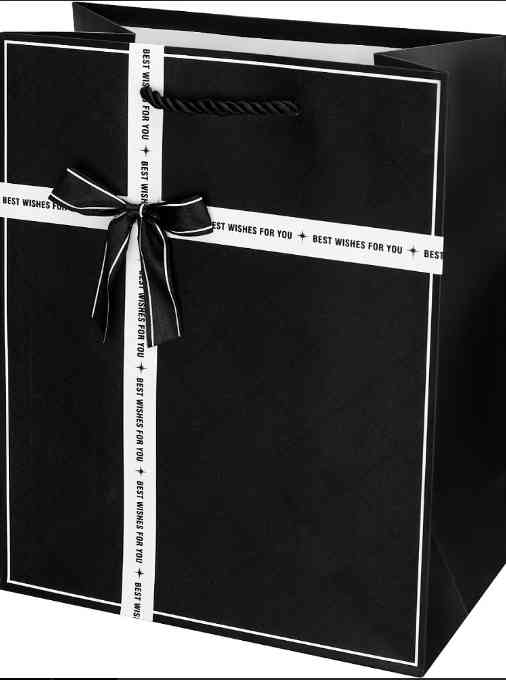 Пакет бумажный M 18х23см Пожелания черный
