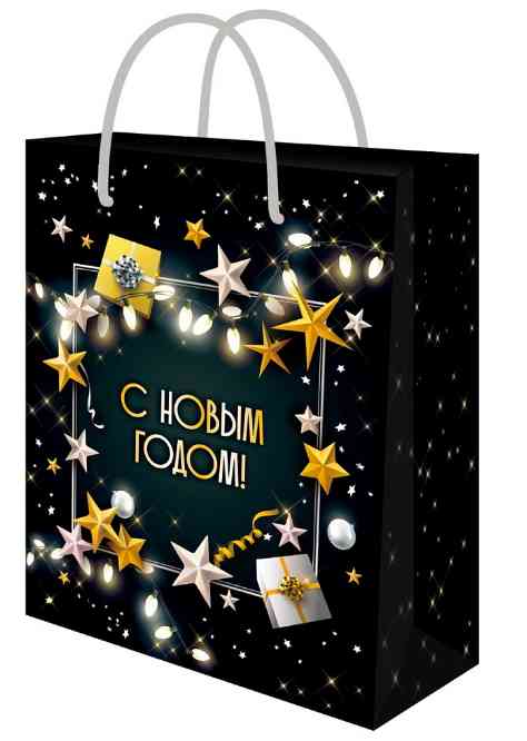 НГ Пакет бумажный M 18х23см Звёзды