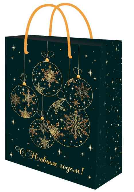 НГ Пакет бумажный M 18х23см Зеленые шарики