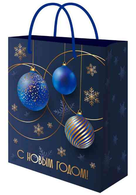 НГ Пакет бумажный M 18х23см Синие шары