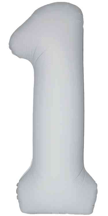 Шар фольга Цифра 40"Fm Slim Белый Матовый Matte White цвет "1" (упак)