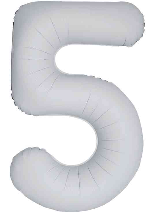 Шар фольга Цифра 40"Fm Slim Белый Матовый Matte White "5" (упак)