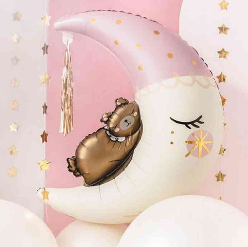 Шар фольга фигура Мишка на луне Pink 26" 67см PD (упак) (медведь)