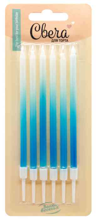 Свеча набор Голубое сияние Градиент 11см (уп6)