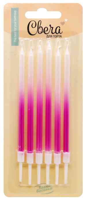 Свеча набор Розовое сияние Градиент 11см (уп6)