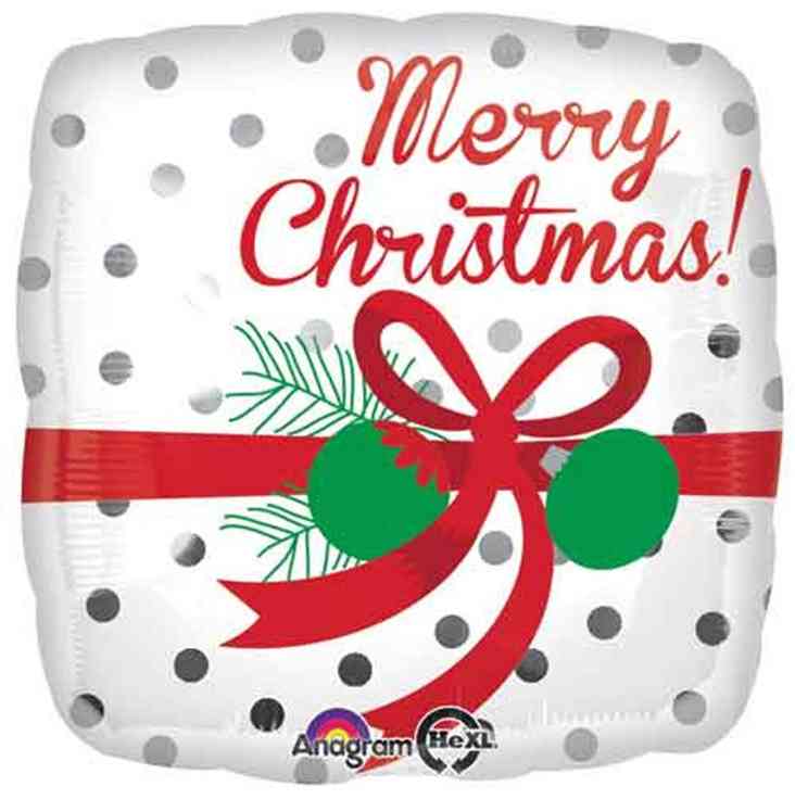 Шар-квадрат 18", фольга Горошек Рождество