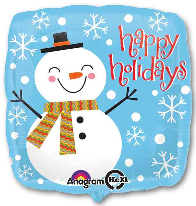 Шар-квадрат 18", фольга Счастливый снеговик