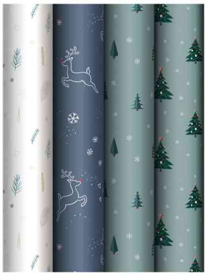 НГ Бумага лист 70х100см Christmas tree ассорти 4 дизайна MESHU