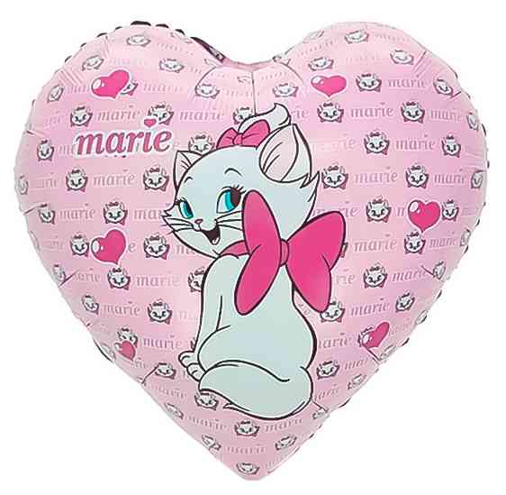 Шар фольга с рисунком 18"FL Сердце Кошечка Мари Розовый