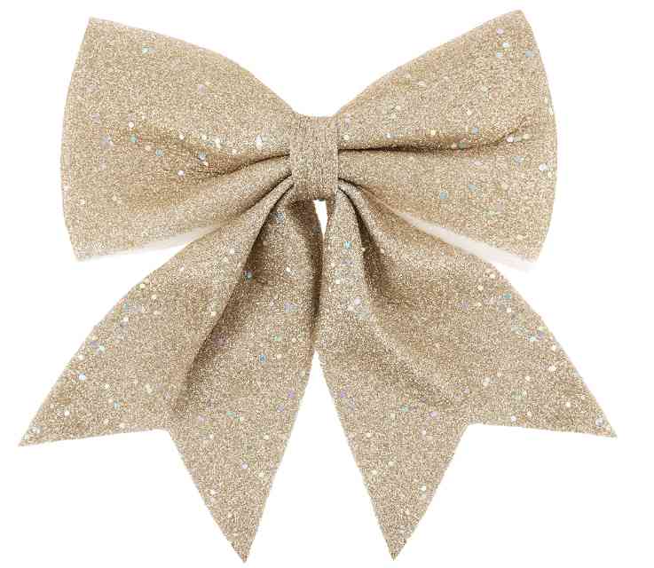 Декоративное украшение бант Праздничный Шампань с блестками 20х25см ВВ