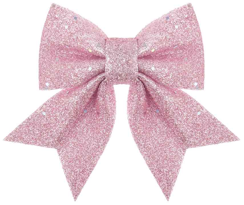Декоративное украшение бант Праздничный Розовый с блестками 12х15см (уп2) ВВ