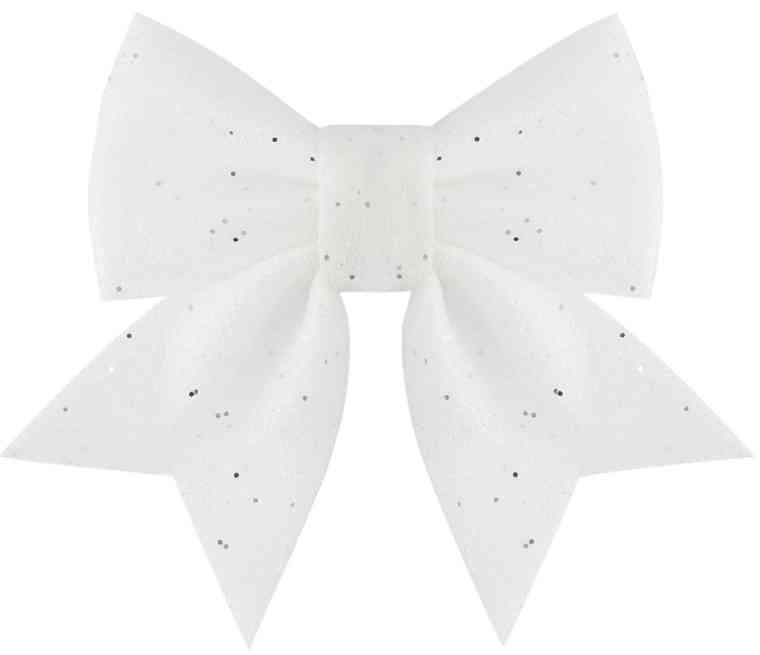 Декоративное украшение бант Праздничный Белый с блестками 12х15см (уп2) ВВ