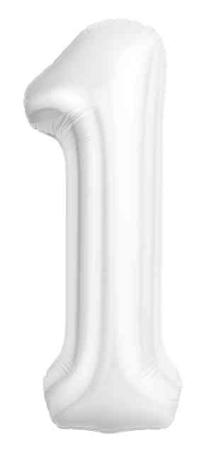 Шар фольга Цифра 40"AG Slim Белый блеск "1" (упак)